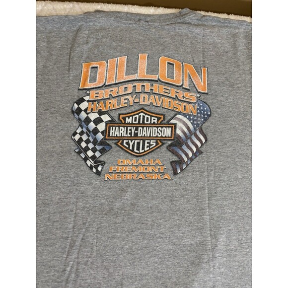 Vtg Harley Davidson Dillion Brothers Omaha Fremont Nebraska 2 Sided Gray Tee  XL - Picture 4 of 15